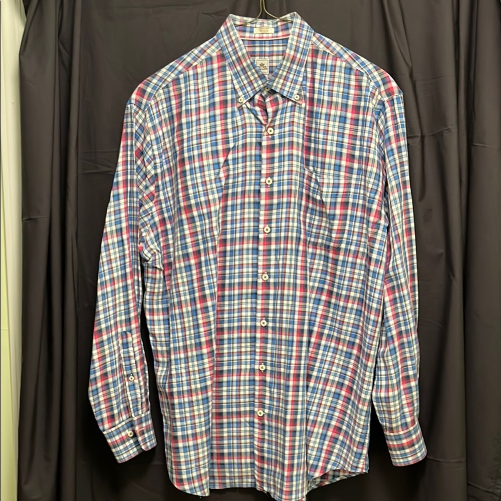 Peter Millar Men’s XL 100% Cotton long Slv Button-down Checkered Shirt